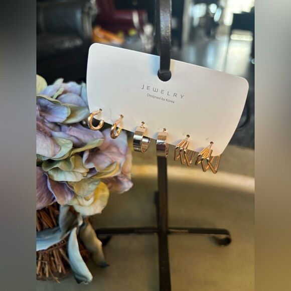 3 New Rose Gold Fashion Jewelry Multipack Earrings Set Women Hypoallergenic - Picture 1 of 4